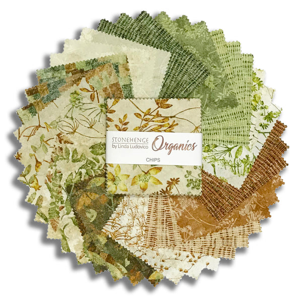 Northcott Pre-Cut 42 Piece 5" Charm Chips - CORGANICS42 10 - Stonehenge Organics