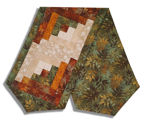 Fully FINISHED Log Cabin Table Runner - Henry Glass - Oak and Berries 2