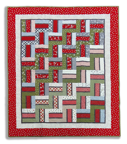 Modern Rail Fence 53 x 66" Fully Finished Quilt - On Dasher