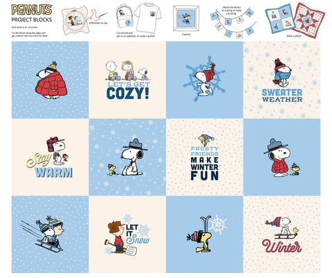 Northcott Frosty Friends P1029 10 White Multi Project Blocks 35" PANEL By The PANEL (Not Strictly By The Yard)