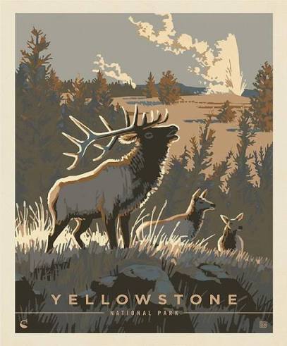 Riley Blake National Parks PD13297 Yellowstone Poster 36" PANEL By The PANEL (Not Strictly By The Yard)