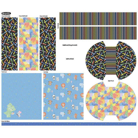 Riley Blake New Box Of Crayons C16517 White Projects 36" PANEL By The PANEL (Not Strictly By The Yard)