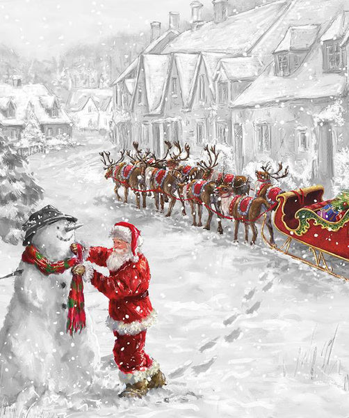 Riley Blake More Christmas Wishes D16552 White Santa's Snowman 35" PANEL By The PANEL (Not Strictly By The Yard)