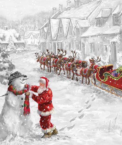 Riley Blake More Christmas Wishes D16552 White Santa's Snowman 35" PANEL By The PANEL (Not Strictly By The Yard)
