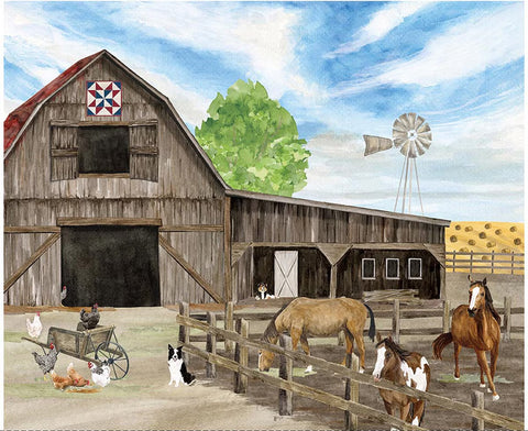 Riley Blake The Homestead PD18237 Multi On The Ranch 35" PANEL By The PANEL (Not Strictly By The Yard)