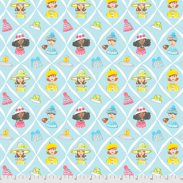 Free Spirit Calendar Girls PWAK002 Blue Happy Hatters By The Yard
