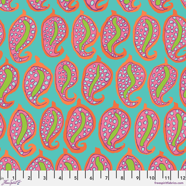 Free Spirit Kaffe Fassett Collective PWBM096 Aqua Pasha Paisley By The Yard