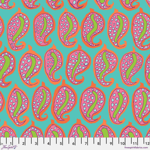 Free Spirit Kaffe Fassett Collective PWBM096 Aqua Pasha Paisley By The Yard