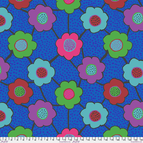 Free Spirit Kaffe Fassett Collective PWBM099 Blue Floral Connections By The Yard