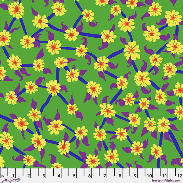 Free Spirit Kaffe August 2026 PWBM106 Green Mayflower By The Yard