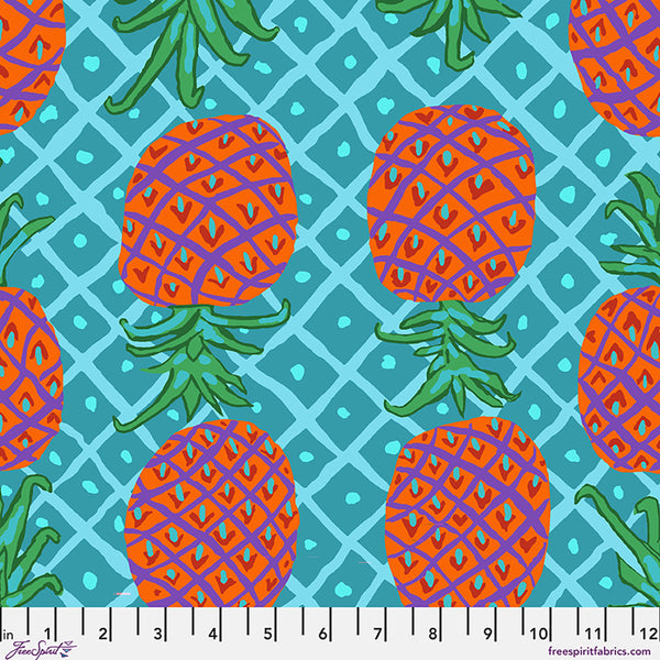 Free Spirit Kaffe August 2026 PWBM108 Aqua Upside Down By The Yard