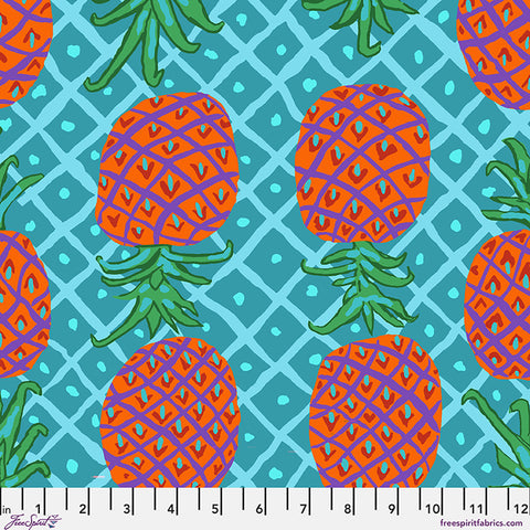 Free Spirit Kaffe August 2026 PWBM108 Aqua Upside Down By The Yard