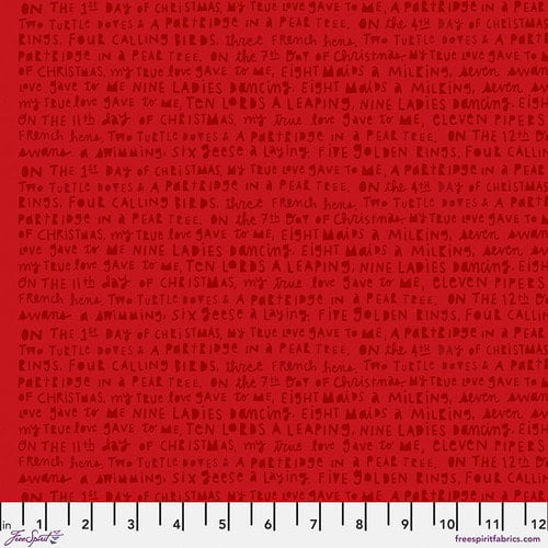 Free Spirit 12 Days Of Christmas PWCD137 Sing Along Red 1 YARD