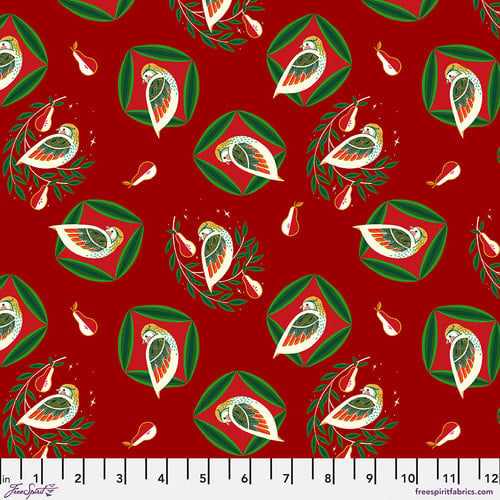 Free Spirit 12 Days Of Christmas PWCD138 Partridge Dark Red By The Yard