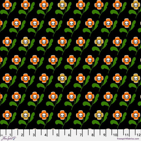 Free Spirit PWCD144 XBlack Skull Flowers By The Yard