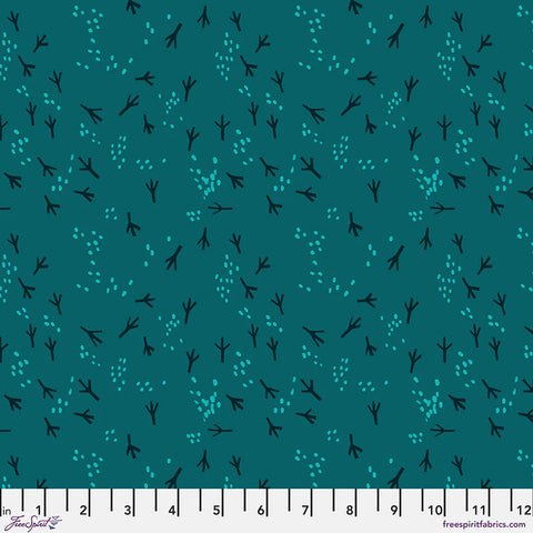 Free Spirit What The Birds Said PWCD154 Teal Fancy Feet By The Yard