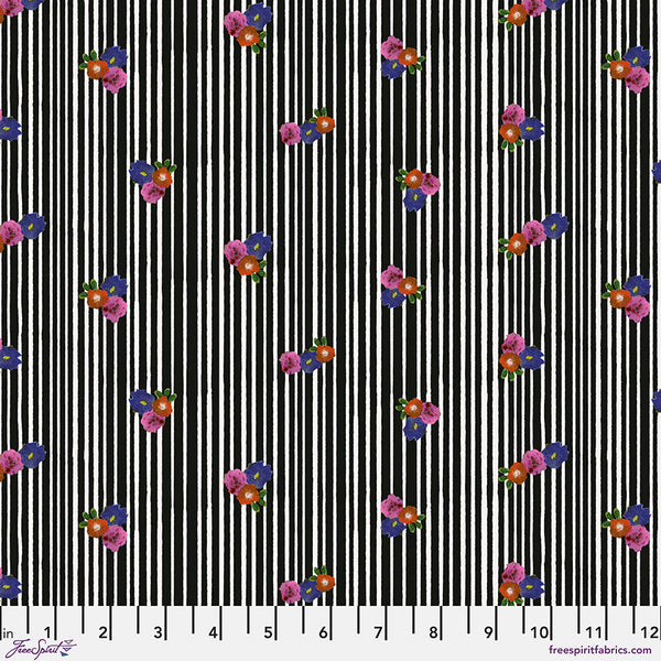 Free Spirit Pompadours In PinkPWCG029 Black Daisy Stripe By The Yard