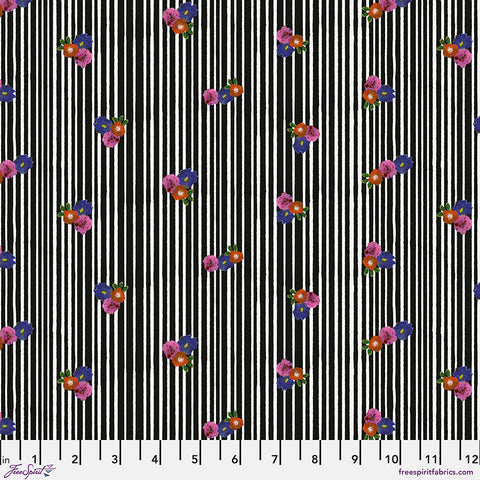 Free Spirit Pompadours In PinkPWCG029 Black Daisy Stripe By The Yard
