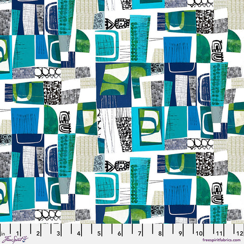 Free Spirit Flying South PWCY006 Seablue Collage By The Yard
