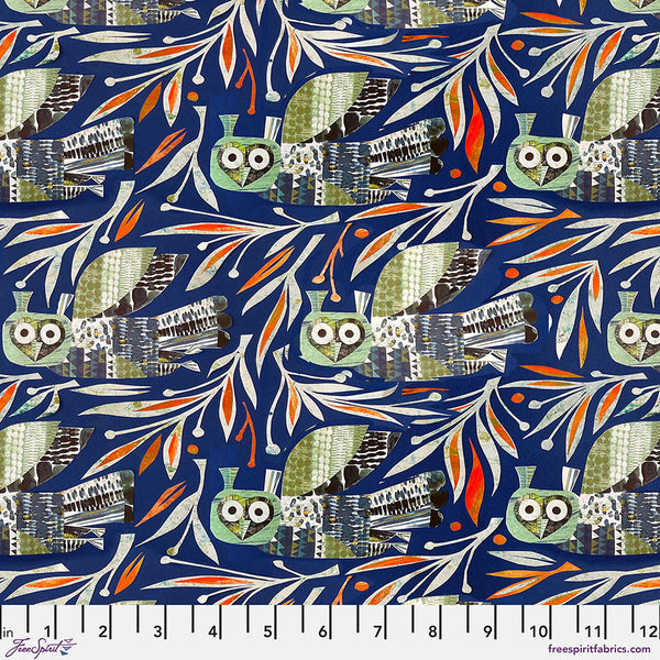 Free Spirit Flying South PWCY010 DK Blue Winter Owl By The Yard