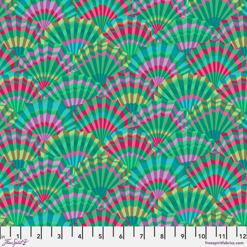 Free Spirit Kaffe Fassett PWGP143 Green Paper Fans By The Yard