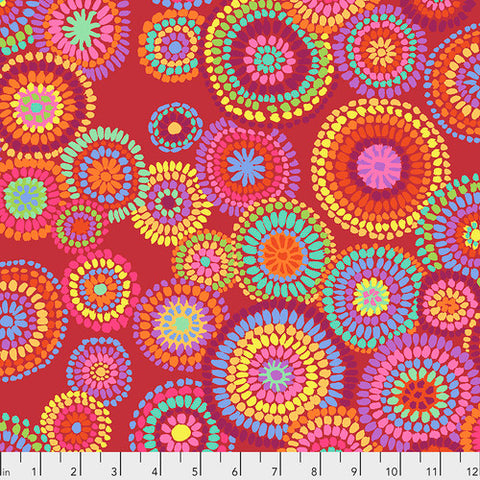 Free Spirit Kaffe Fassett PWGP176 Red Mosaic Circles By The Yard