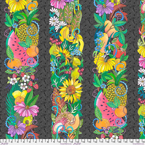 Free Spirit PWHG001 Charcoal Fruitopia Border By The Yard