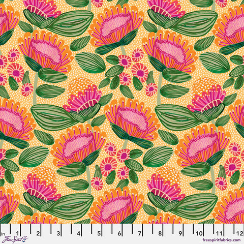 Free Spirit Paradise Blooms PWKI001 Apricot Playful Proteas By The Yard