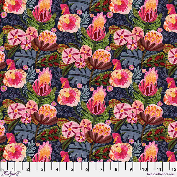 Free Spirit Paradise Blooms PWKI006 Indigo Enchanted Paradise By The Yard