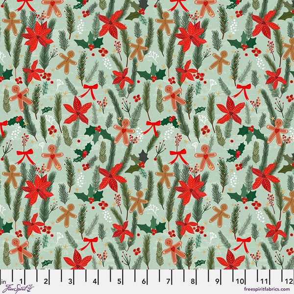 Free Spirit Christmas Spirit PWMC074 Sage Ginger Heart By The Yard