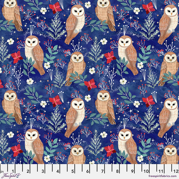 Free Spirit Christmas Cabin PWMC089 Blue Owl Magic By The Yard