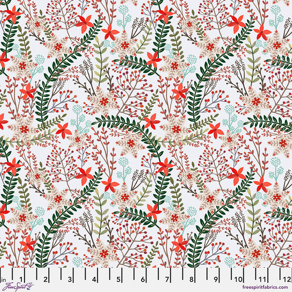 Free Spirit Christmas Cabin PWMC090 White Merry Berries By The Yard