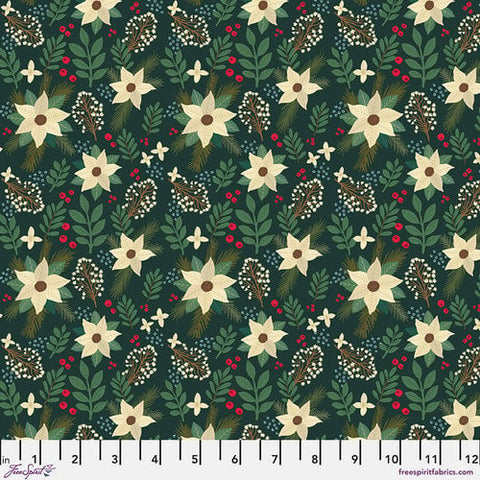 Free Spirit Christmas Spirit PWMC095 Green Winter Floral By The Yard