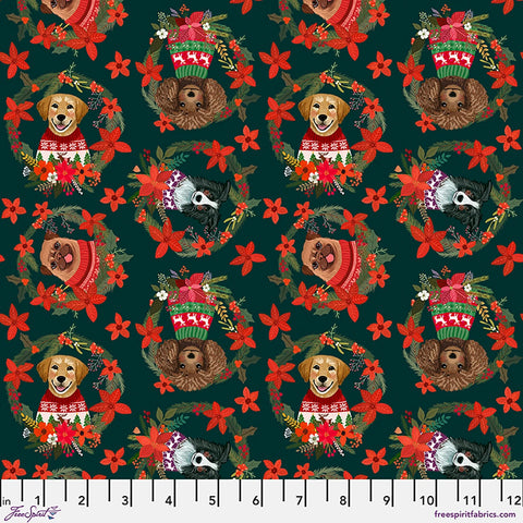 Free Spirit Christmas Pets PWMC108 XSpruce Christmas Dogs By The Yard