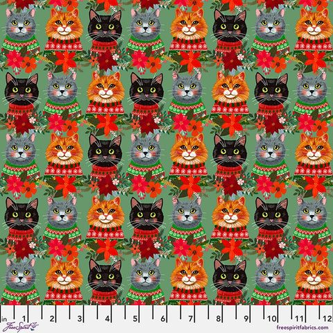 Free Spirit Christmas Pets PWMC109 XSage Christmas Cats By The Yard