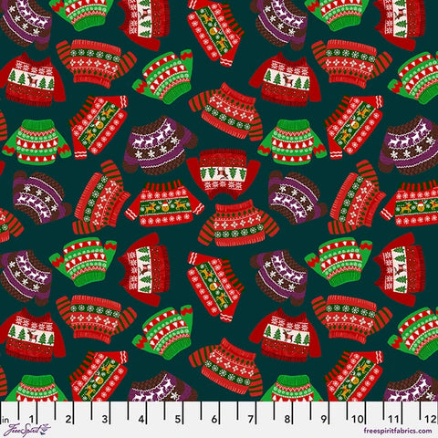 Free Spirit Christmas Pets PWMC110 XSpruce Holly Sweaters By The Yard