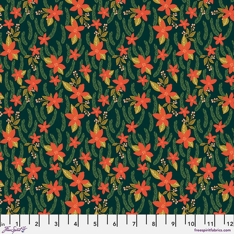 Free Spirit Christmas Pets PWMC113 XSpruce Christmas Poinsettias By The Yard
