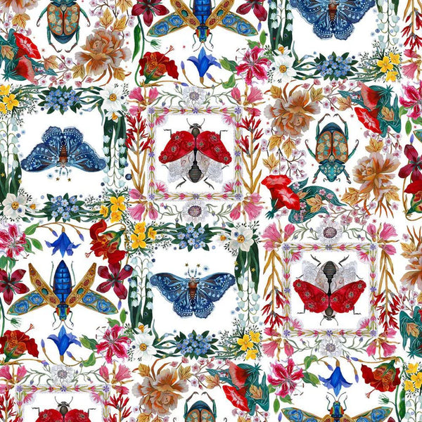 Free Spirit Nocturnal Creatures PWMM008 White Moths & Beetles By The Yard