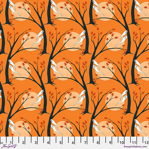 Free Spirit Moonlit Mischief PWMY046 Orange Haunted Hallows By The Yard