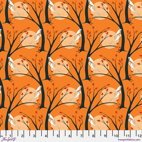 Free Spirit Moonlit Mischief PWMY046 Orange Haunted Hallows By The Yard