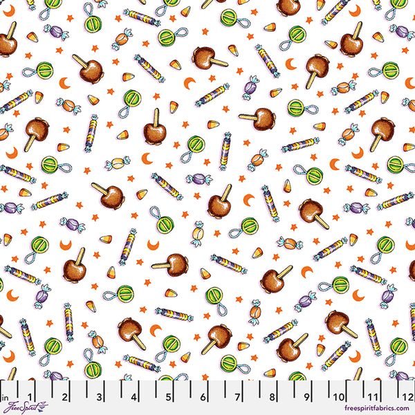 Free Spirit Moonlit Mischief PWMY047 White Halloween Sweets By The Yard