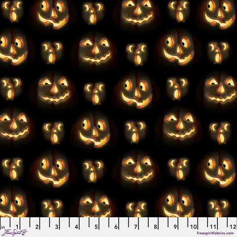 Free Spirit Moonlit Mischief PWMY048 Black Pumpkin Glow By The Yard