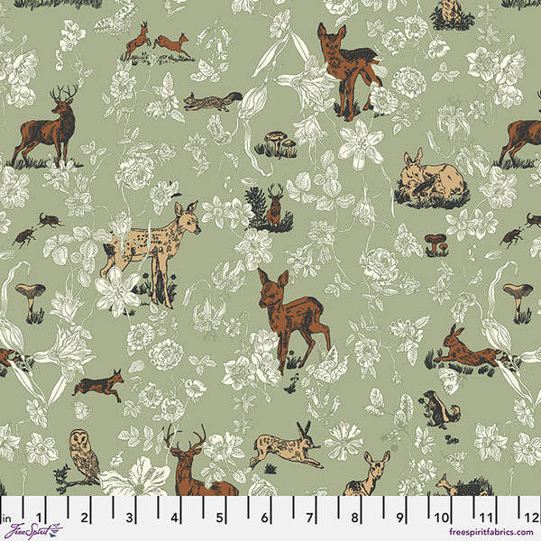 Free Spirit Last Fall In Japan PWNL060 Mint Bambi & Flowers By The Yard