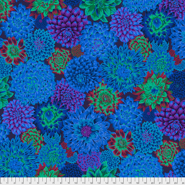 Free Spirit Kaffe Fassett PWPJ101 Blue Dancing Dahlias By The Yard