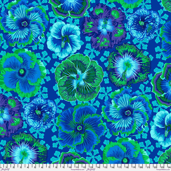 Free Spirit Kaffe Fassett PWPJ122 Blue Floating Hibiscus By The Yard