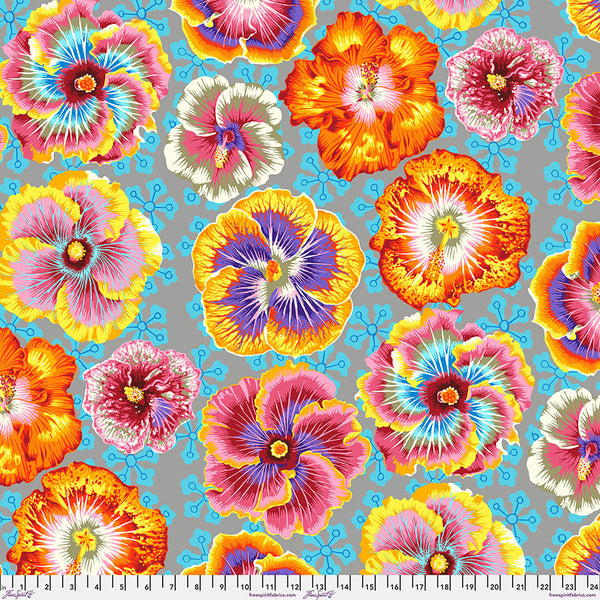 Free Spirit Kaffe Fassett PWPJ122 Grey Floating Hibiscus By The Yard