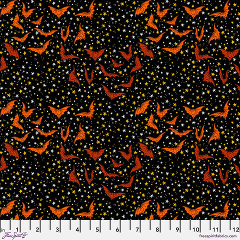 Free Spirit PWRH114 Black Ditsy Bats By The Yard