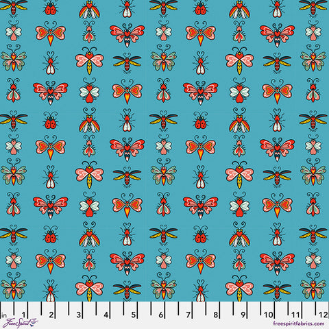 Free Spirit Love Letters PWRH129 Teal Love Bugs By The Yard
