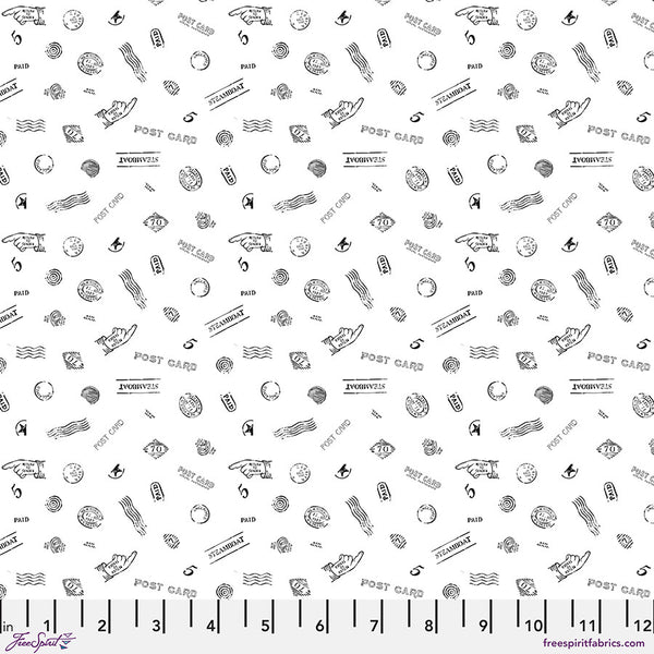 Free Spirit Love Letters PWRH130 White Cancellation Stamps By The Yard