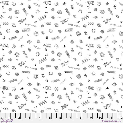 Free Spirit Love Letters PWRH130 White Cancellation Stamps By The Yard